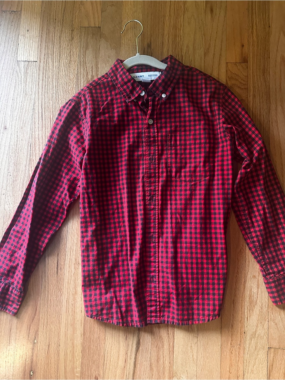 Old Navy Red and Black Check Button-Down Shirt for Boy
